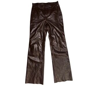 Sisley Brown Leather bootcut flare festival Pants